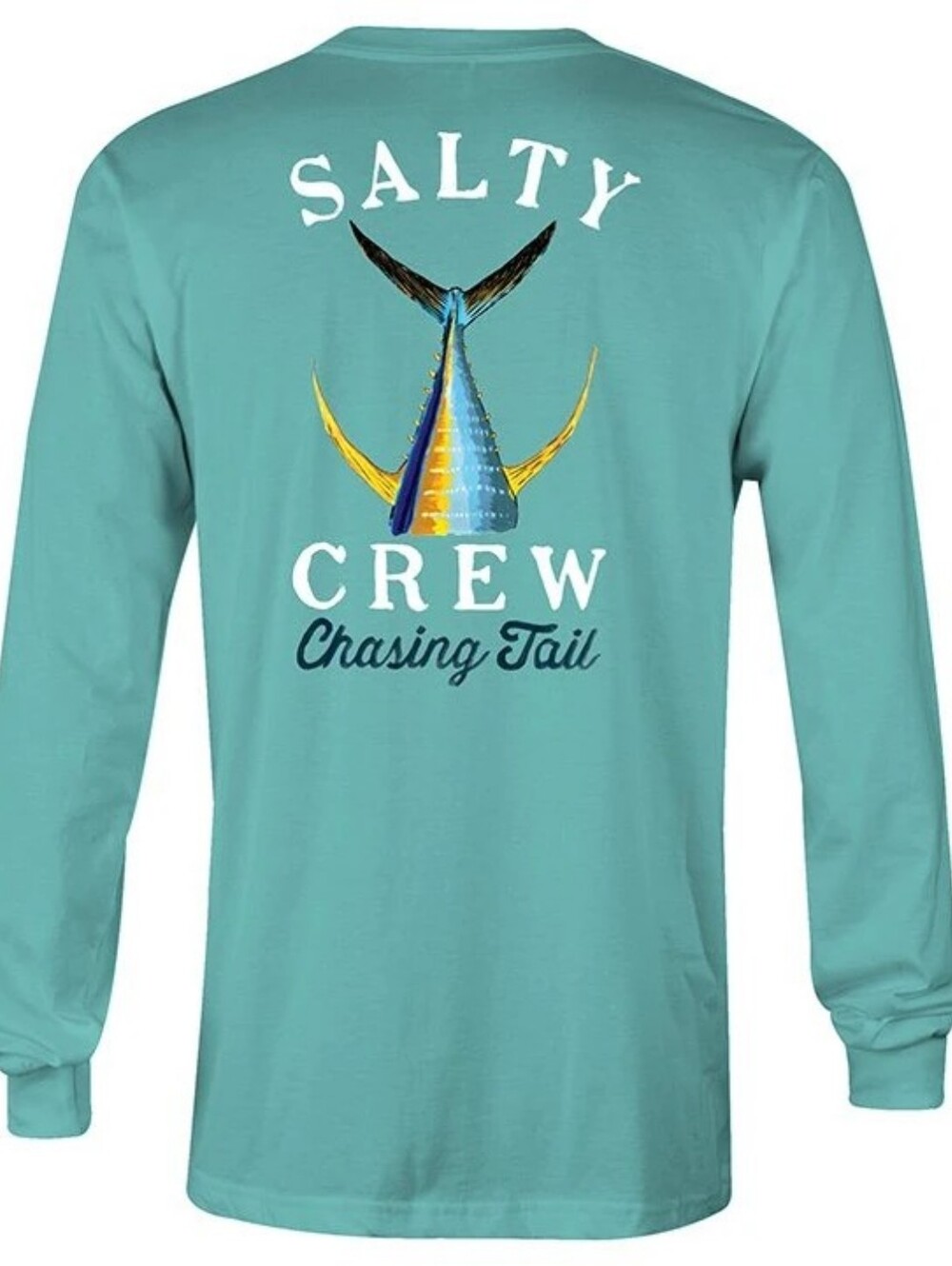 Turquoise Salty Crew Tailed Long Sleeve Tee 100% Cotton Size Medium Unisex